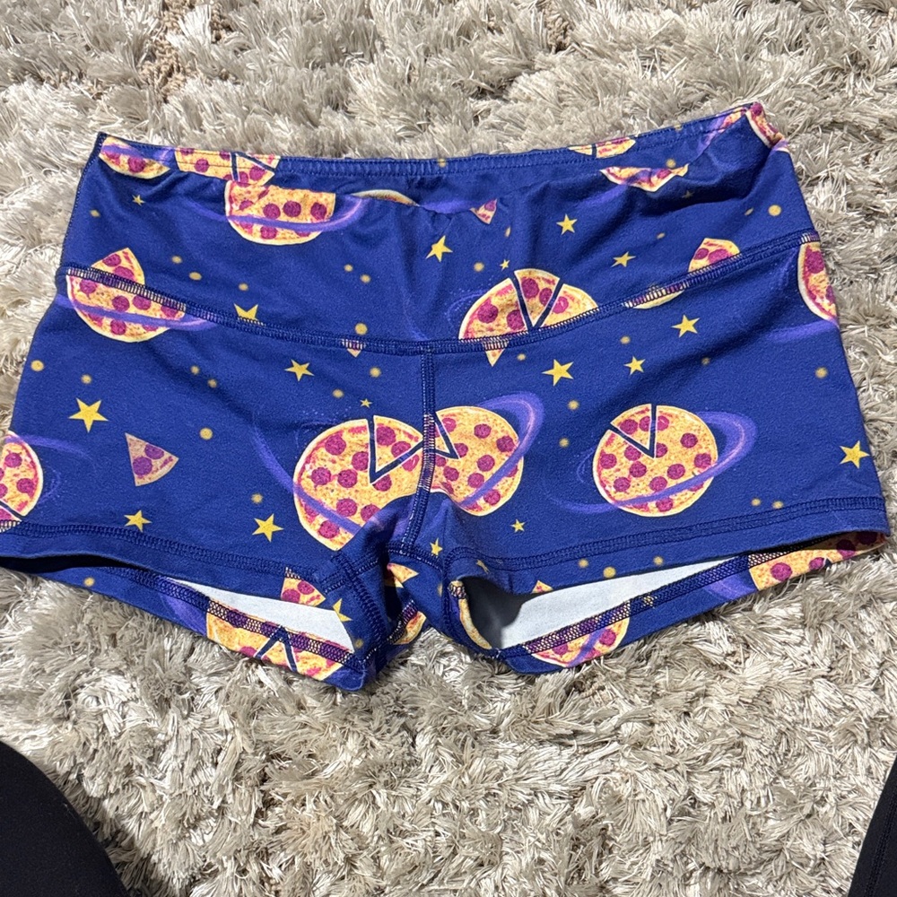 Fleo Blue Pizza Print Athletic Shorts